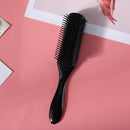 9 Rows Styling Brush Straight Curly Hair Detangling Massage Comb (Black)