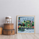 14CT Full Embroidery Christmas Train Cotton Printed Cross Stitch Home Decoration