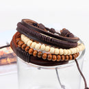 Unisex European Fashion Beads Wooden Bead Knit DIY Alloy Bracelet (2)