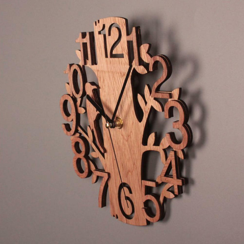 Wall Clock Tree-Shape Silent Non-Ticking Clock  Office Living Room Bedroom Decor