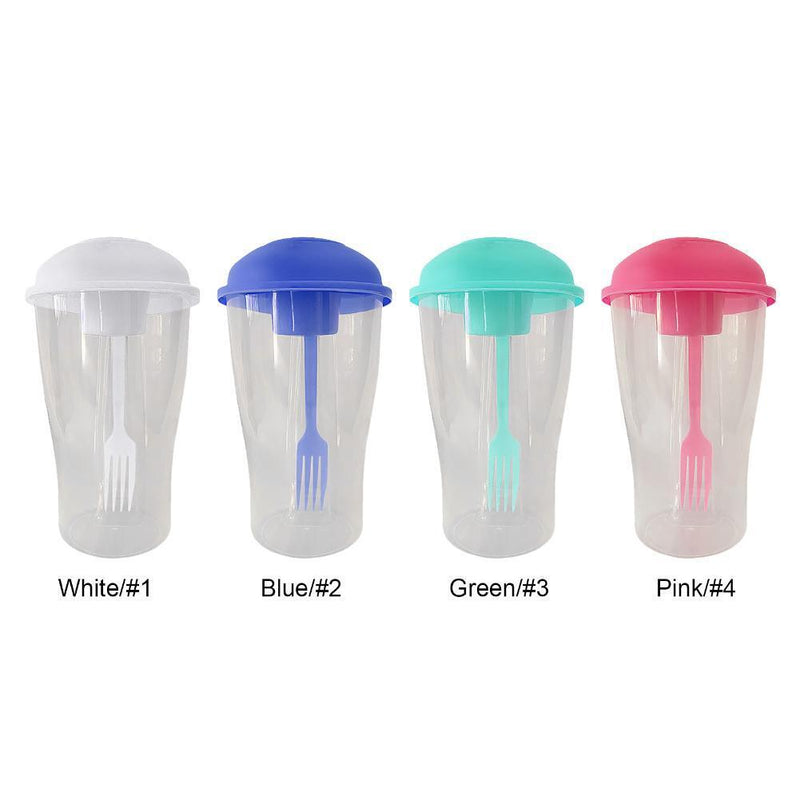 Portable Cup with Fork - Low-cal Food Container for Cereal Oatmeal (Blue)