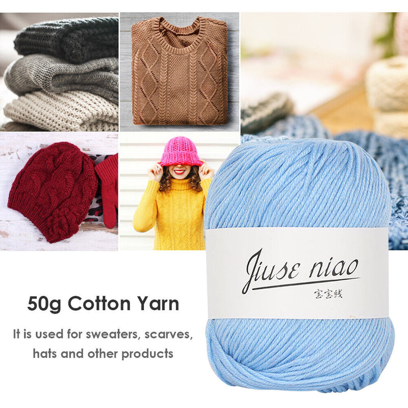 50g Pure Cotton Thin Yarn Crochet Knitting Baby Threads Soft Material DIY Tools