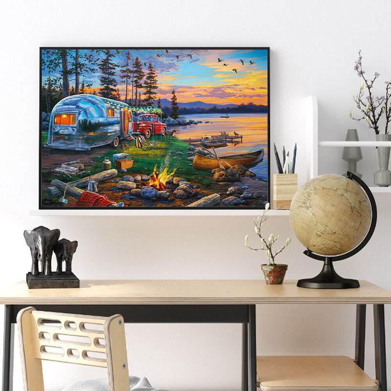 50x40cm Lake Scenery Frameless Picture Oil Paint By Numbers Hand Painted Pi