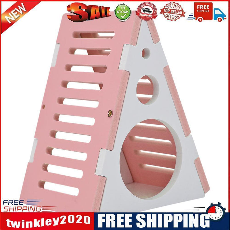 Wooden Colorful Hamster Nest Small Animals Playing Cage Sleeping Bed (Pink)