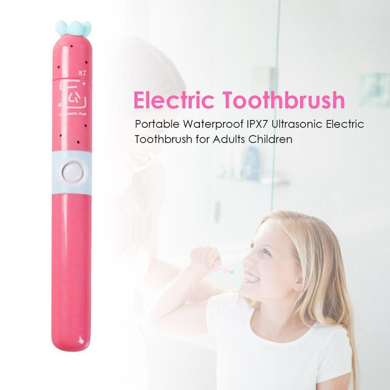 Children Portable Waterproof IPX7 Ultrasonic Electric Toothbrush (Red)