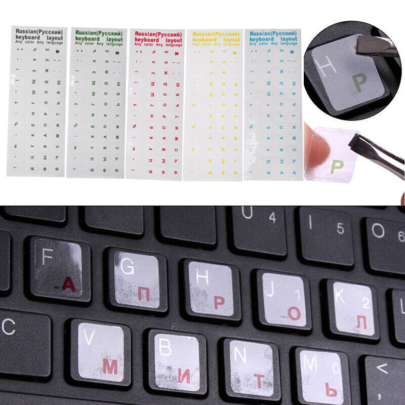 Russian Transparent Waterproof Stickers For PC Laptop Table Letter Keyboard I6O1