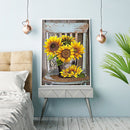 5D DIY Full Drill Round Shape Sunflower Rhinestone Diamond Drawing for Home