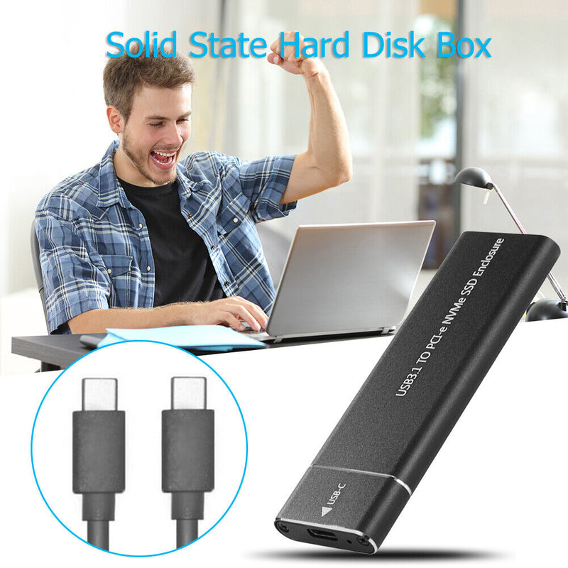 USB Type-C M.2 NVMe SSD Enclosure M-Key PCI-E Case (Black USB-C to USB-C)