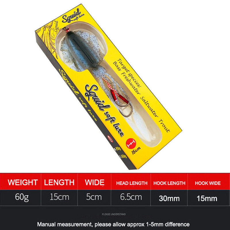 #A UV Luminous Bionic Squid Fishing Lures 60g 15cm Wobbler Soft Bait Fishing Tac