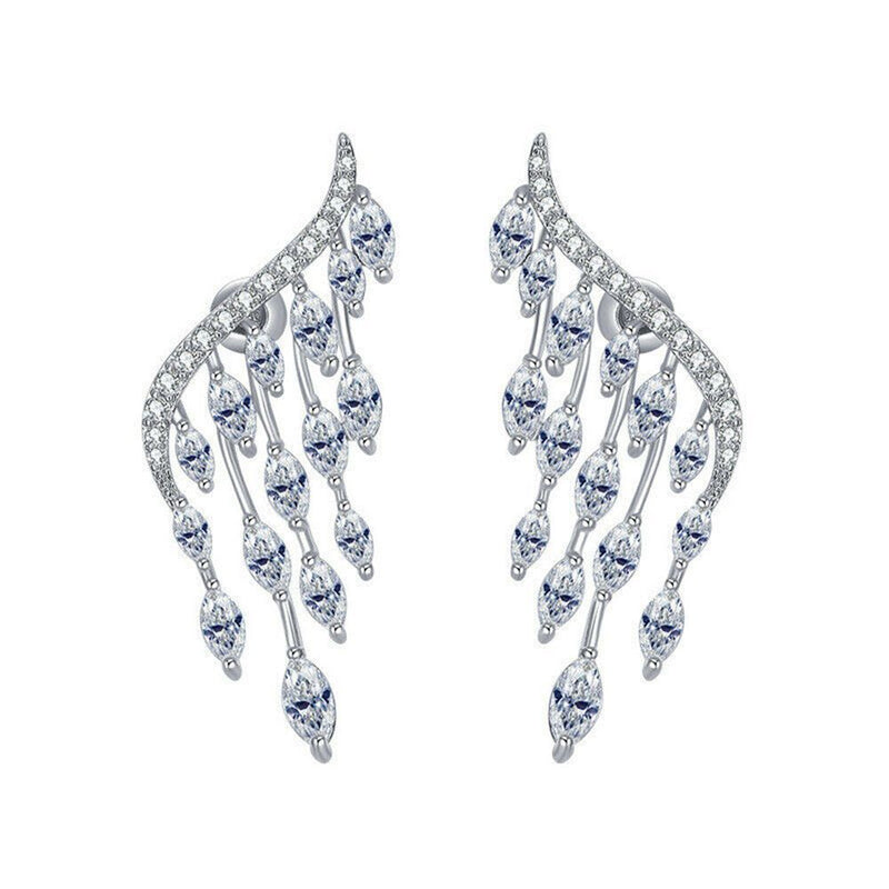 Zircon Stud Earrings Drop Ear Clip Rhinestone Ear Stud Angel Wings Earrings