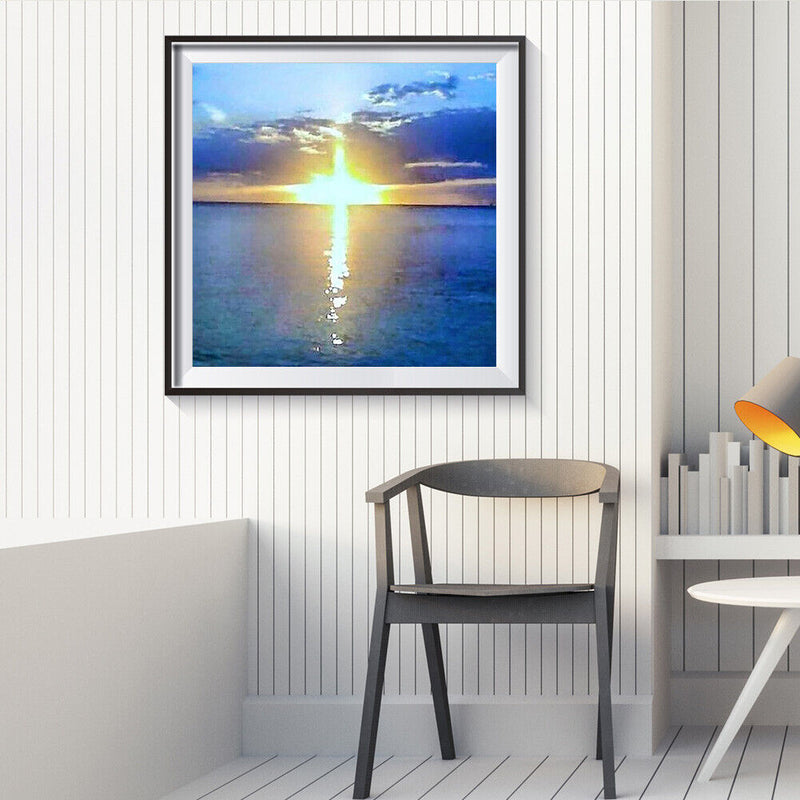 5D DIY Diamond Painting Lake Sunrise Full Drill Rhinestone Mosaic Art Picture