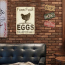 Tin Plates Wall Art Signs Retro Painting Fresh Eggs Letter Metal Poster for Bar