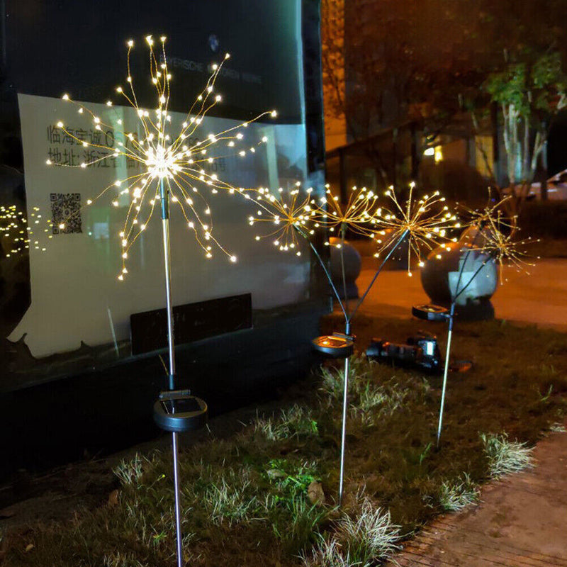 LED Solar Firework Lamp Outdoor Garden Lawn Stake String Light (Warm White)
