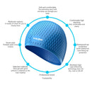 Waterproof Swimming Caps Women Men Silicone Ear Protection Swim Hat (Blue) Newly