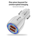 Phone Car Charger QC3.0 Dual USB Fast Charging Adapter for Mobile (White) Newly
