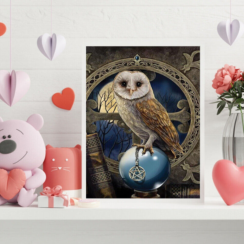 Oil Paint By Numbers Gems Owl Frameless Picture Craft Kit for Room Decoration