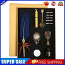 Retro with Nib Ink Bottle Calligraphy Feather Dip Pen Kit (Dark Blue)