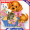 5D Full Round Drill Rhinestone Art DIY Flower Cat Dog Diamond Painting Kit Craft