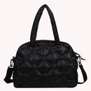 Fashion Women Space Cotton Shoulder Bags Winter Crossbody Handbags (Black)