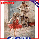 Frameless Oil Paint By Numbers DIY Street Old People Picture Craft Kit for Home