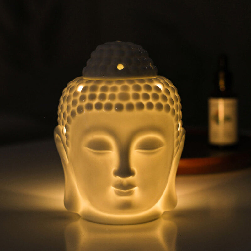 Essential Oil Burner Diffuser, Ceramic Buddha Head Aroma Candle Holders Newly