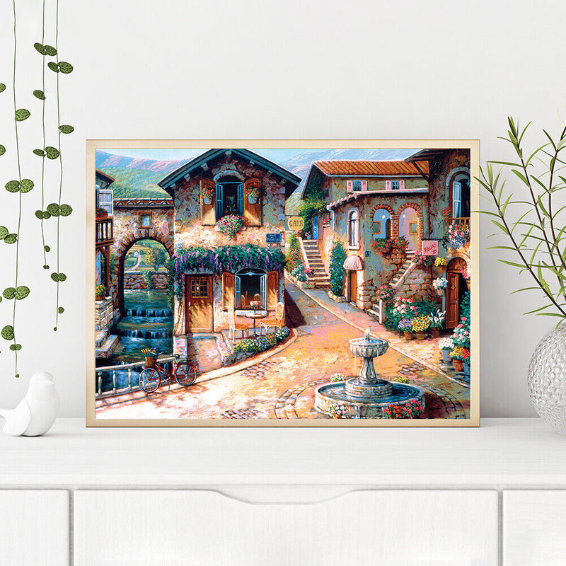 Handpainted DIY Beautiful Town Oil Paint by Numbers Kit Pictures Wall Craft