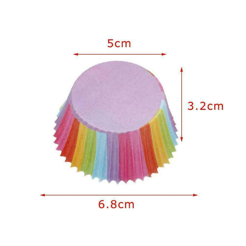 100x Colorful Rainbow Paper Cake Cupcake Liners Baking newm Part Case N5M5