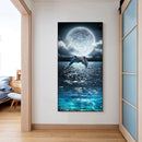 Dolphin Moon Oil Paint By Numbers DIY Handpainted on Canvas Wall Pictures