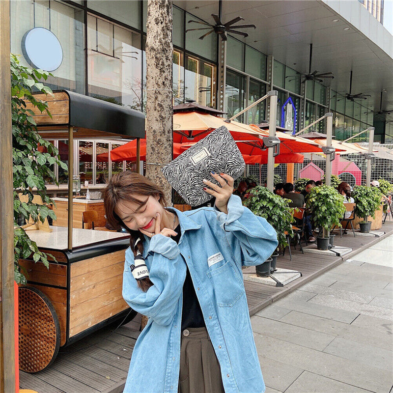 Women Fashion Animal Pattern Printing Canvas Day Clutch Small Makeup Storage