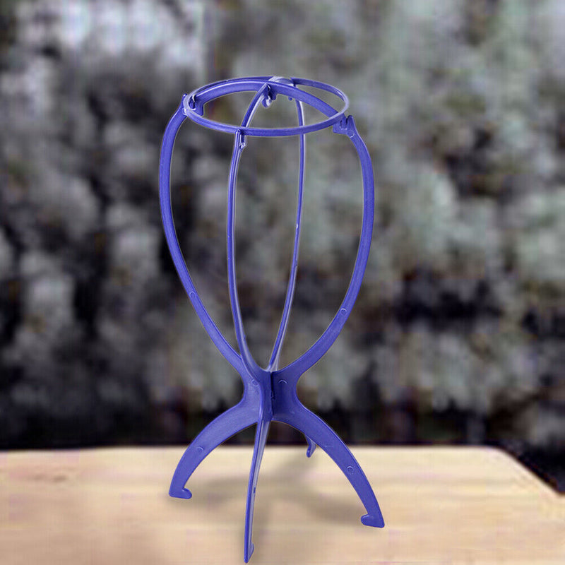 Plastic Folding Stable Durable Wig Hair Cap Display Holder Stand Tool Blue