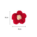 Cute Knitted Red Flower Elastic Hair Rope Loop Fashion Hair Clip Girl Pin Brooch