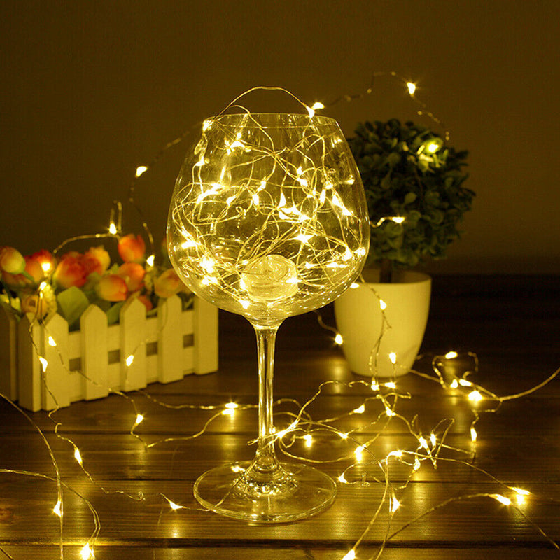 50 LED 5m Solar Copper Wire Lamp 8 Modes Decor String Light (Warm White) Newly