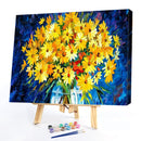 Yellow Flower Oil Paint By Numbers DIY Drawing Picture Kits Hand Painted Deco