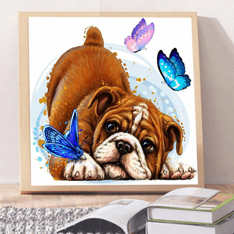5D DIY Diamond Painting Pug Butterfly Full Round Drill Mosaic Rhinestone Picture