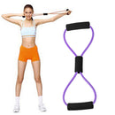 8 Word Rubber Yoga Fitness Chest Expander Rope Workout Equipment (Purple) Newly