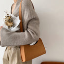 Women Felt Solid Color Shoulder Bag Casual Zipper Messenger Bag (Brown)