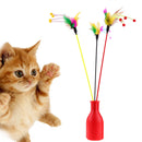 5pcs Funny Elastic Plastic Long Pole Colorful Flower Sticks Feather Tease