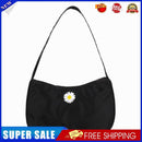 Fashion Women Underarm Tote Bag Daisy Pattern Nylon Shoulder Hobo (Black)