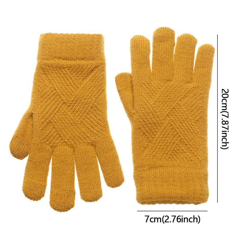 Warm Female Knitted Full Finger Gloves Winter Warm Touch Screen Mittens Woolen