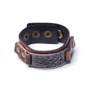 Wide Brown  Cuff Bracelet Leather Wristband Punk Snap Bracelet Wrap Bangle