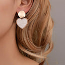 Heart Pendant Earrings Round Metal Geometric Women Ear Drop Jewelry (01)