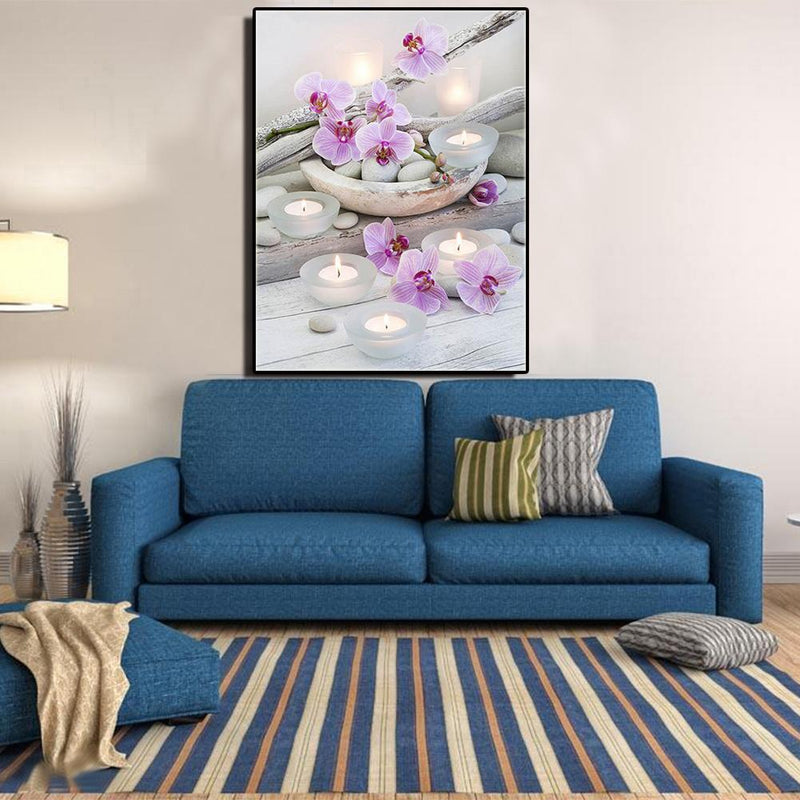 Flower Candle 5D Diamond DIY Painting Kit Cross Stitch Home Decor Craft Newly