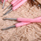 8 sizes Soft Plastic Handle Home Aluminum Crochet Knit Hook Needle  Pink
