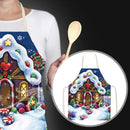 Portable Baking Painting Cooking Bib Aprons Christmas Cottage Print Linen Apr