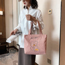 Girls Large Capacity Shoulder School Bag Corduroy Casual Top-handle Satchel Tote