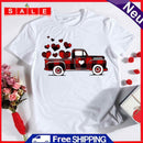 Red Plaid Car Print Valentines Day Women Fashion Short Sleeve Top Tees T-Shirt