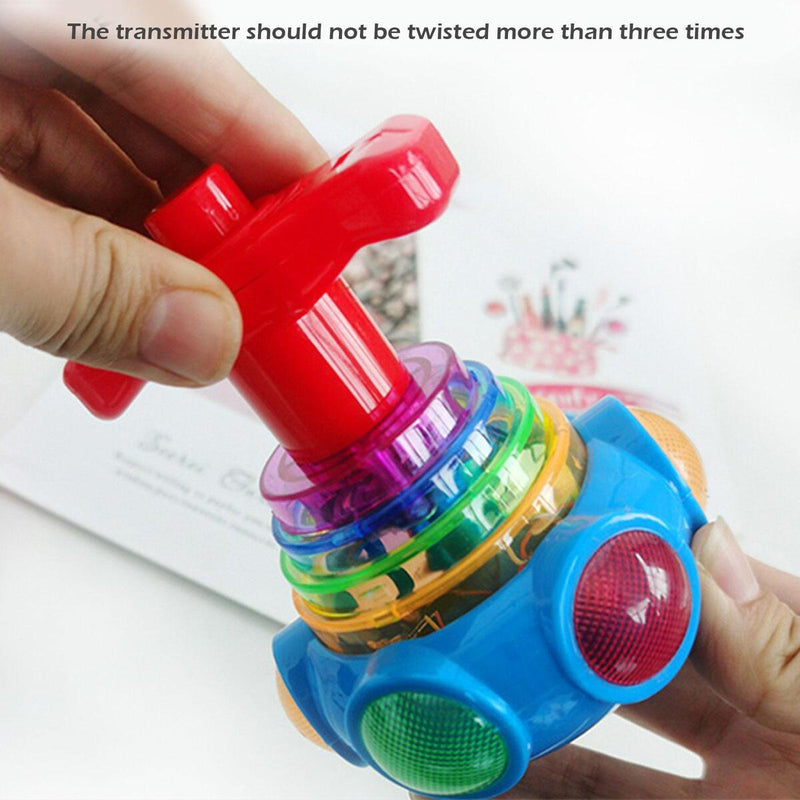 LED Light Up Flashing UFO Spinning Top Funny Music Gyro Christmas Gift Kid x 1#