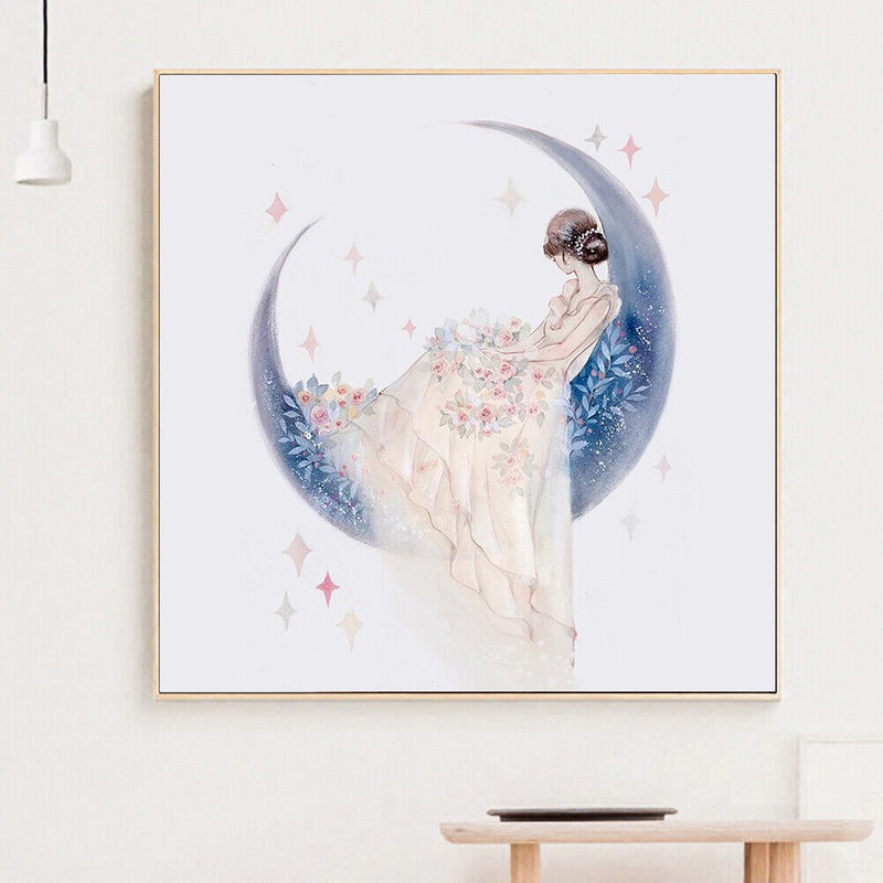 DIY Cartoon Girl Mosaic Drawing Home Decor Round Drill Diamond Painting Kit