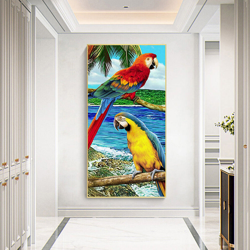 Paint By Numbers Kit DIY Parrot on Branch Colouring Oil Art Picture Craft