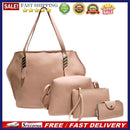 4pcs/Set Women PU Tote Shoulder Handbag Card Holder Composite Clutch/Pink